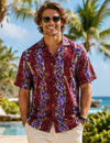 Short Sleeves Wainapanapa Cotton Aloha Shirt Maroon Men's Cotton Shirts