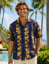 Short Sleeves Wainapanapa Cotton Aloha Shirt Navy Men's Cotton Shirts
