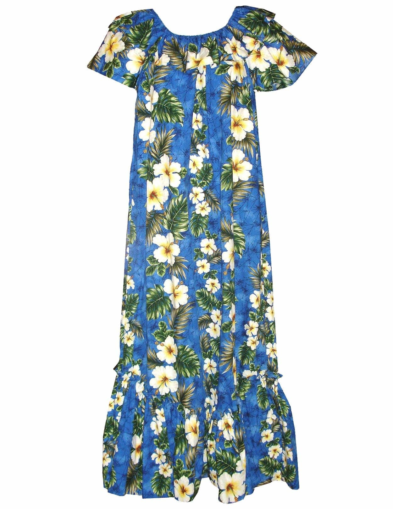 Kalea Hibiscus Long Muumuu Hawaiian Dress