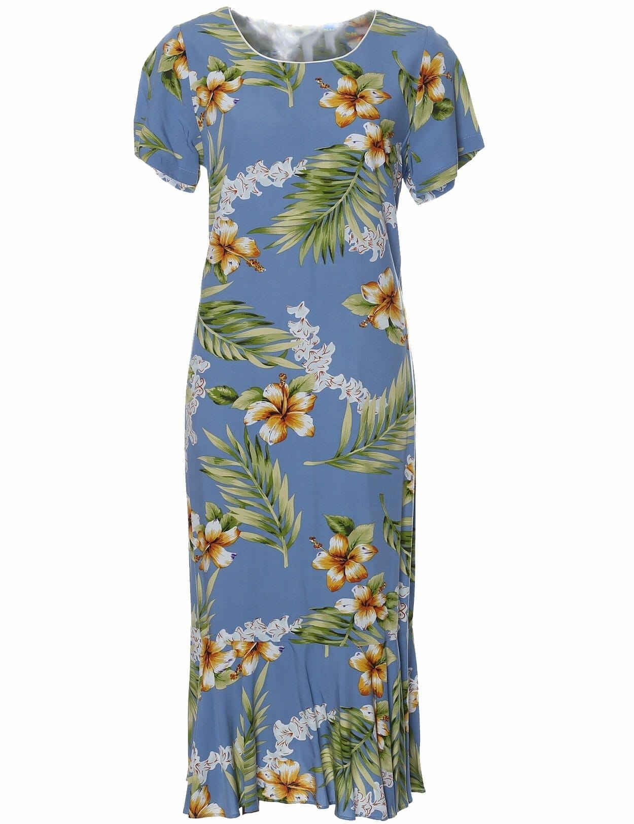 knee length dresses for ladies Kapaakea Midi Hawaiian Dress with Sleeves