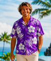 Kauai Short Sleeves Mens Cotton Aloha Shirt Purple
