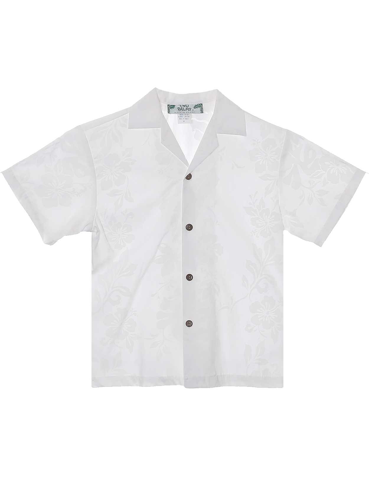 Kihei Boys White Cotton Hawaiian Shirt