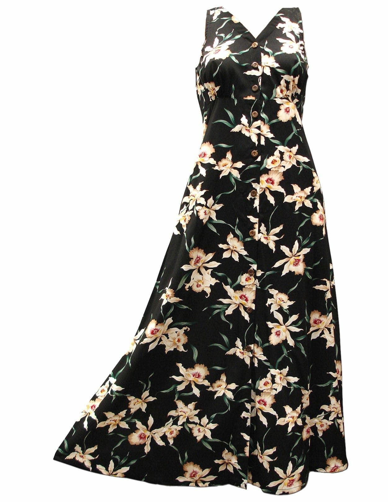 Kilauea Orchid Black Cocktail Maxi Dress
