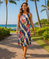 Plumeria Knee Length Hawaiian Dress Navy
