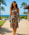 Halulu Sleeveless A-Line Aloha Hawaiian Dress Royal Blue