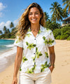 Koala Hibiscus Aloha Fitted Blouse Green