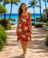 Koalele Short Red Rayon Hawaiian Dress Red
