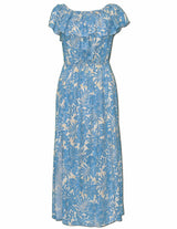 Kohala Forest Off Shoulder Ankle Length Hawaiian Dress