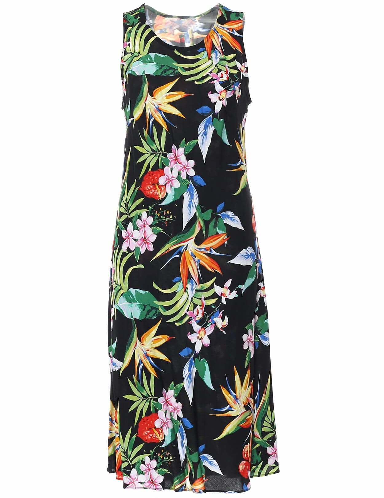 Loholiho Knee Length Hawaiian Dress | Aloha Shirts Club Black / L Loholiho Knee Length Hawaiian Dress | Aloha Shirts Club Black / L