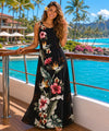 Long Maxi Hawaiian Dress Birds of Paradise Black