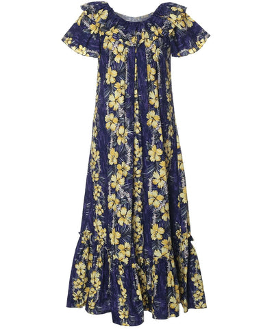 hawaiian cotton dresses Long Muumuu Dress back zipper Cookie Monster DIY Halloween Import_2025/7/8 Colour:Mulberry formal hawaiian dress