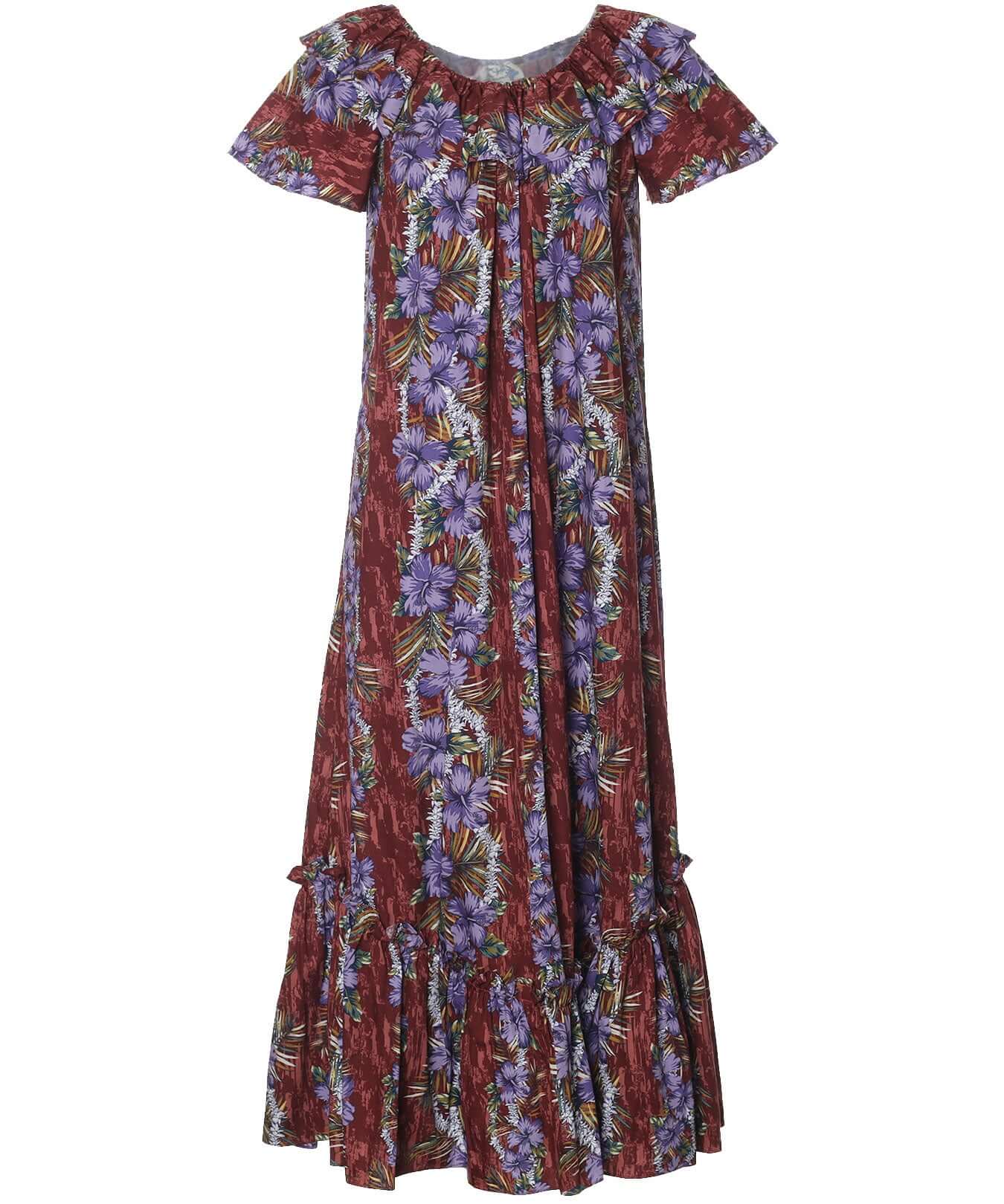 Long Muumuu Hawaiian Dress | Aloha Shirts Club Sky Blue / L Long Muumuu Hawaiian Dress | Aloha Shirts Club Sky Blue / L