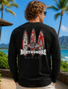 Long Sleeves North Shore Long Board Hawaiian T Shirt Black Men's T-Shirts