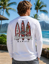 Long Sleeves North Shore Long Board Hawaiian T Shirt White Men's T-Shirts