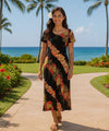 Kahili Panel Long Maxi Dress with Sleeves Black