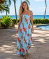 Monstera Blue Smock Hawaiian Dress Sky Blue One Size Fits Most XS-XL Smocked Tube Top Dress