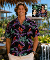 Black Jungle Bird Rayon Magnum PI Aloha Shirts Men's Rayon Shirts