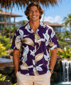 Calla Lily Design Magnum PI Rayon Aloha Shirt Purple