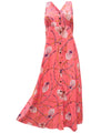 Bamboo Pineapple Long Maxi Hawaiian Dress Coral