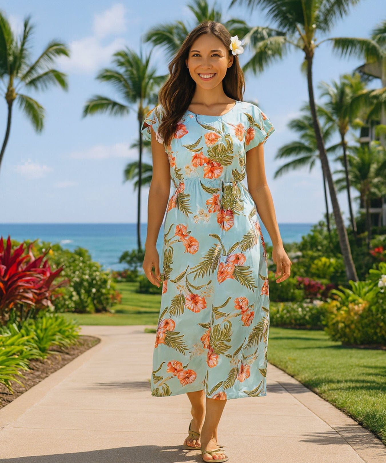 kendall jenner formal dress Hawaii Flowers Mix Tribal Pattern Off Shoulder Long Dress main image 1