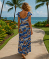 Puamelia Blue Maxi Long Empire Dress