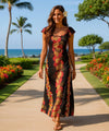 Kua Flutter Sleeve Long Maxi Empire Dress Black