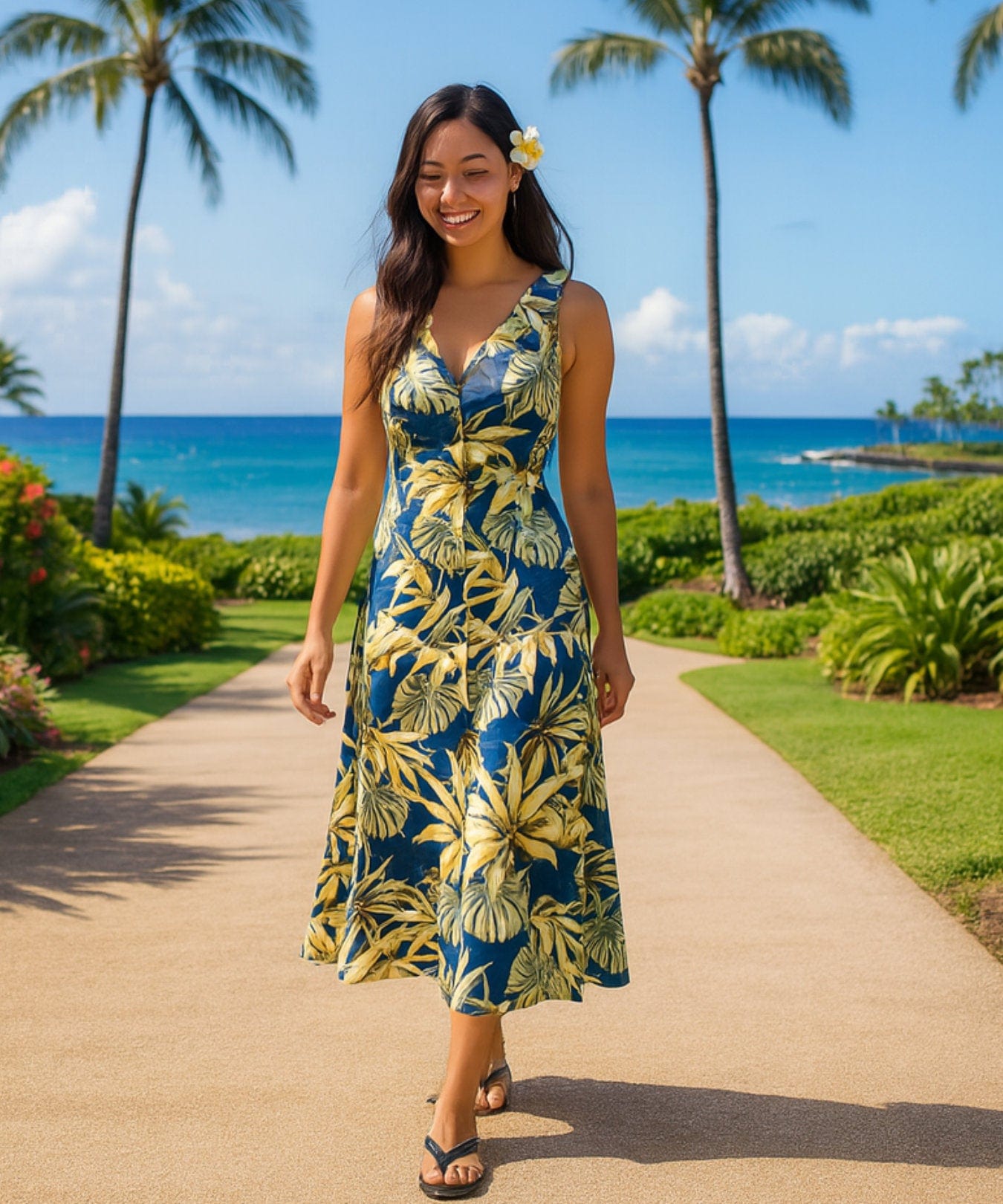 Cocktail Evening Maxi Long Hawaiian Dress