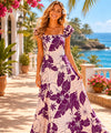 Lanai Adventure Long Ruffle Muumuu Dress Dark Magenta Long Muumuu Dress