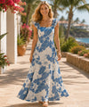 Lanai Adventure Long Ruffle Muumuu Dress Ocean Blue Long Muumuu Dress