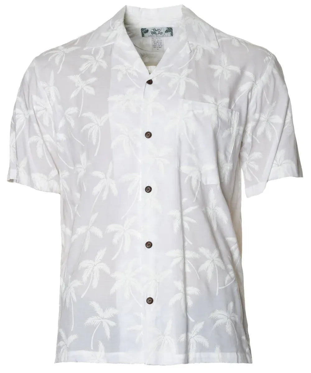 White Palms Hawaiian Wedding Men Aloha Shirt