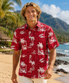 Kahala Aloha Dress Shirt Hawaiian Button-Up Red
