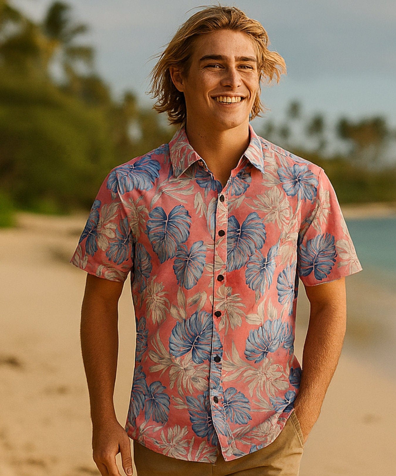 Lanikai Button-Up Hawaiian Men's Aloha Shirt