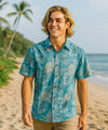 Lanikai Button-Up Hawaiian Men's Aloha Shirt Sky Blue