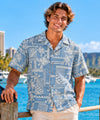 Blue Cotton Poplin Honu Aloha Shirt