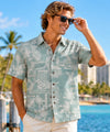 Sage Cotton Poplin Honu Aloha Shirt