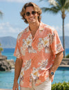 Cotton Short Sleeves Lanai Men's Aloha Hawaiian Shirt Peach Men's Cotton Shirts
