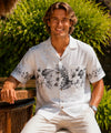 Ohua Aloha Men's Border Hawaiian Shirt White-Gray Men's Border Shirts