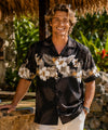 Hibiscus Border Cotton Aloha Shirt Black Men's Border Shirts