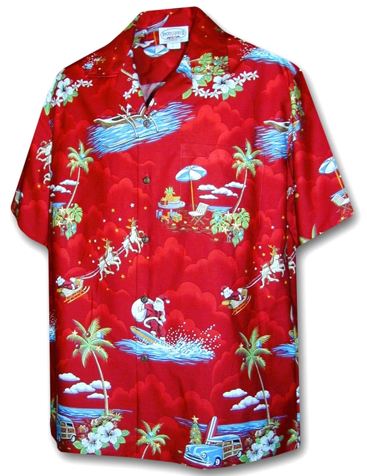 christmas dress shirt Men's Hawaiian Christmas Shirt Surfing Santa