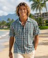 Hawaiian Cowboy Palaka Green Aloha Shirt Green
