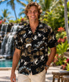 Short Sleeve Men's Rayon Tropical Aloha Shirt Black Men's Rayon Shirts