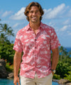 Short Sleeve Button-up Slightly Fitted Dress Shirt Red Button-Up Dress Shirt