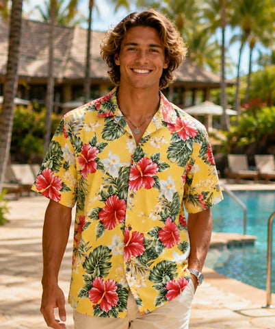 Men Hawaiian Cotton Hibiscus Shirt | Aloha Shirts Club