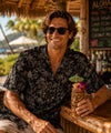 Men's Cotton Palmeras Hawaiian Shirt Black