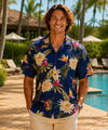 Rayon Ceres Men's Relax Fit Aloha Shirt Navy