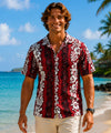 Short Sleeves Cotton Luna Aloha Men's Shirt Red