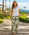 Hibiscus Cotton Mid Raise Side Pockets Palazo Pants Green