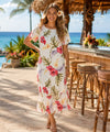 Maunakea Mid Length Hawaiian Dress Cream