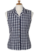 Navy Women Palaka Cotton Sleeveless Shirt