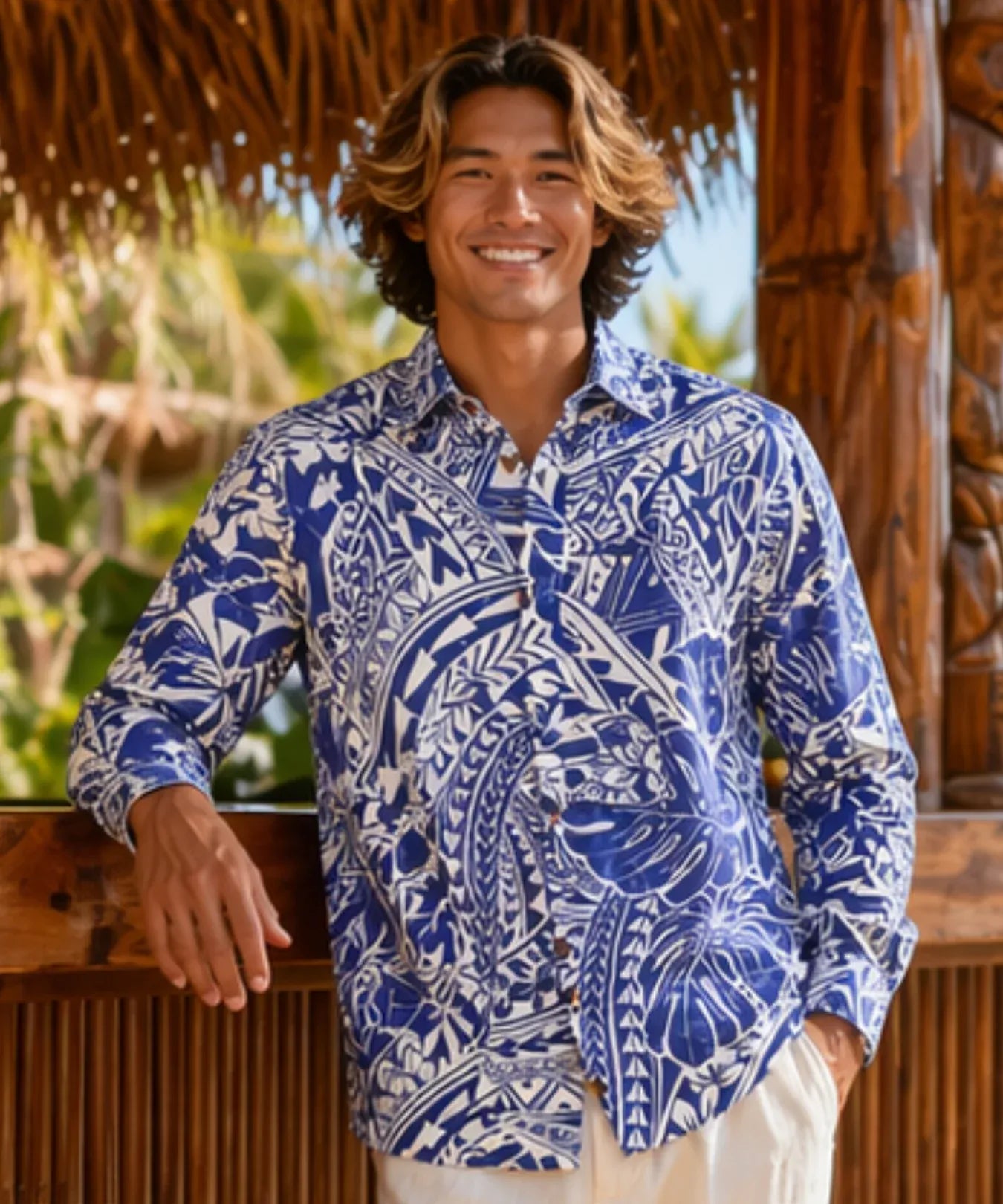 Tribal Long Sleeves Hawaiian Shirt | Aloha Shirts Club